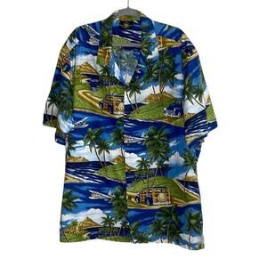 VINTAGE ROYAL CREATIONS HAWAIIAN MEN'S SHIRT TROPICAL BEACH CARS 100% COTTON 3XL